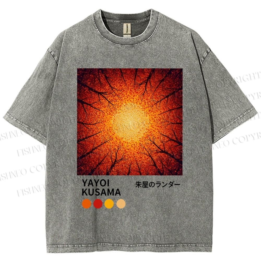 Unisex Yayoi Kusama Autumn Forest Printed Washed Tee