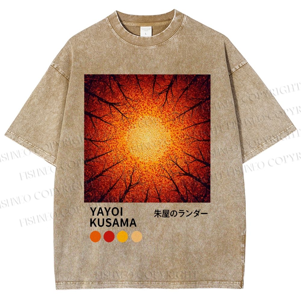 Unisex Yayoi Kusama Autumn Forest Printed Washed Tee