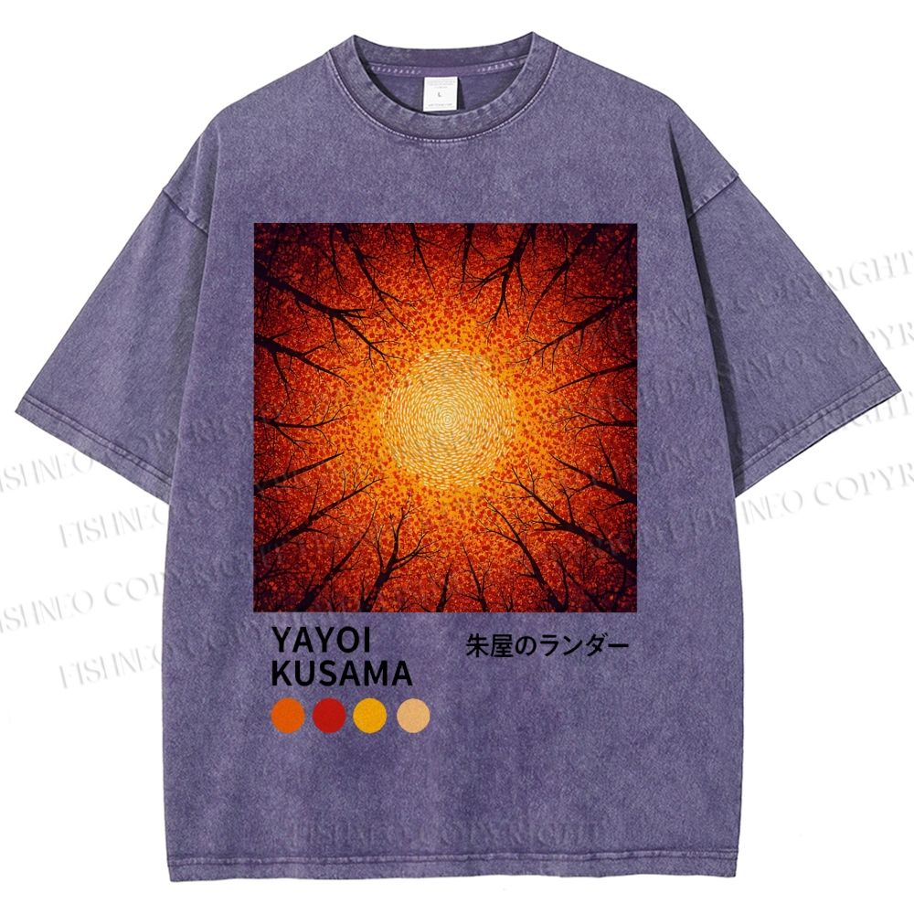 Unisex Yayoi Kusama Autumn Forest Printed Washed Tee