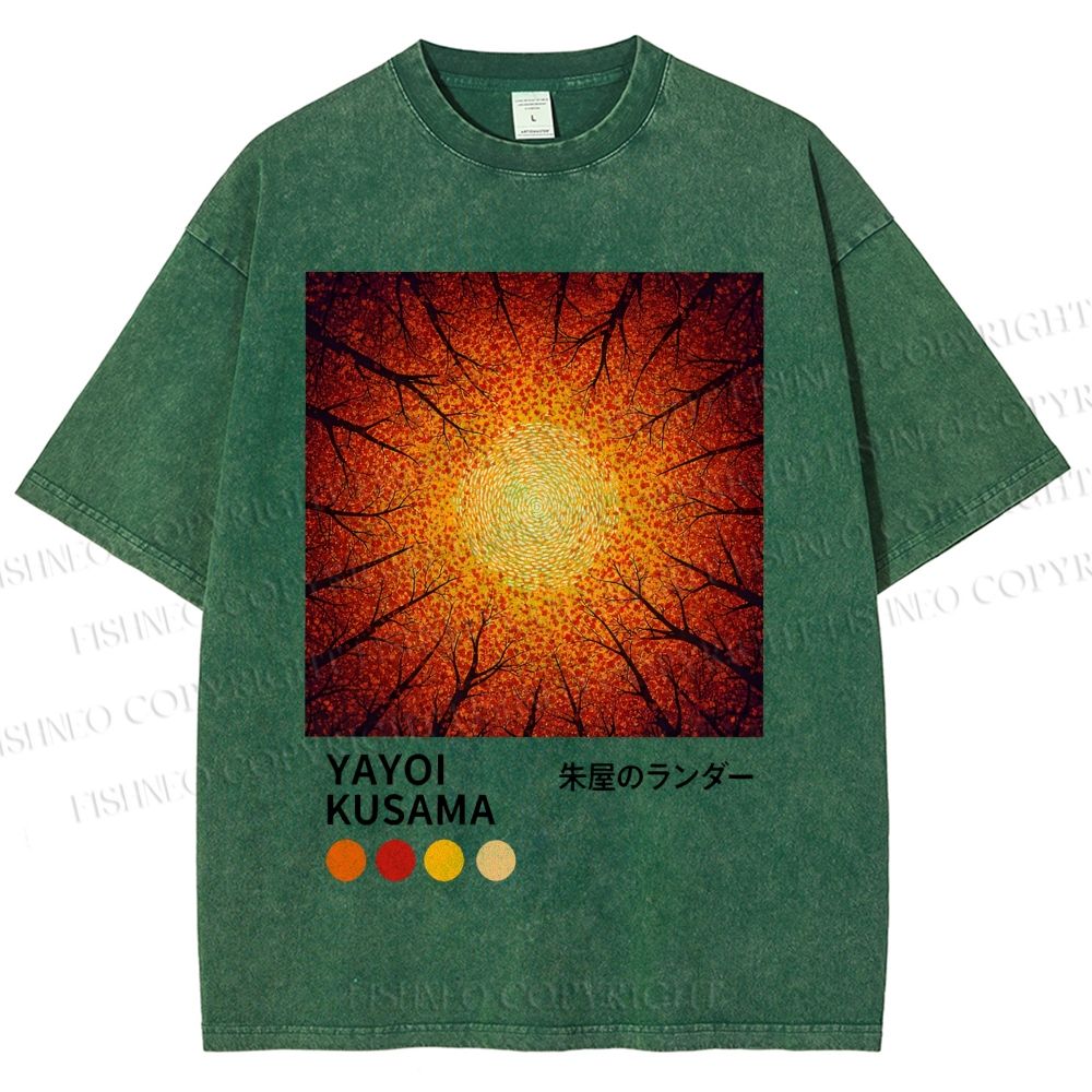 Unisex Yayoi Kusama Autumn Forest Printed Washed Tee