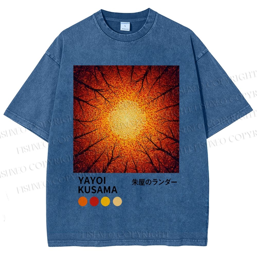 Unisex Yayoi Kusama Autumn Forest Printed Washed Tee