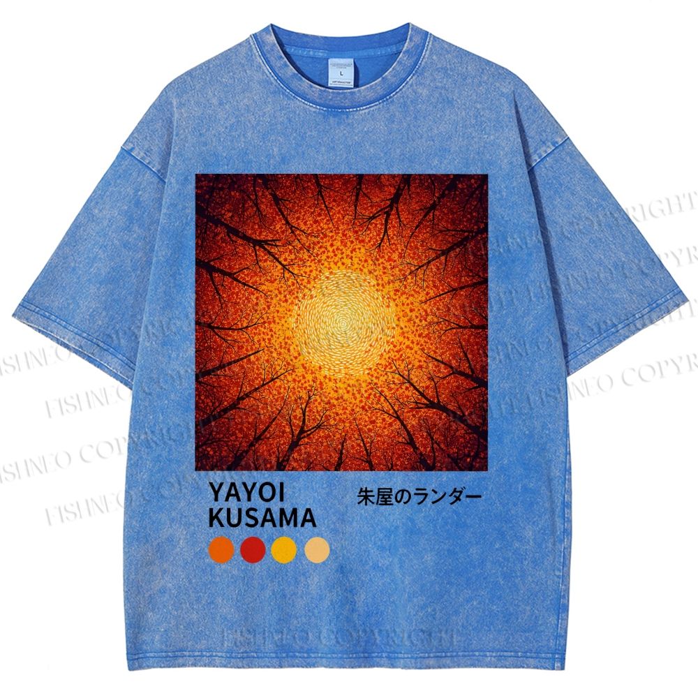 Unisex Yayoi Kusama Autumn Forest Printed Washed Tee