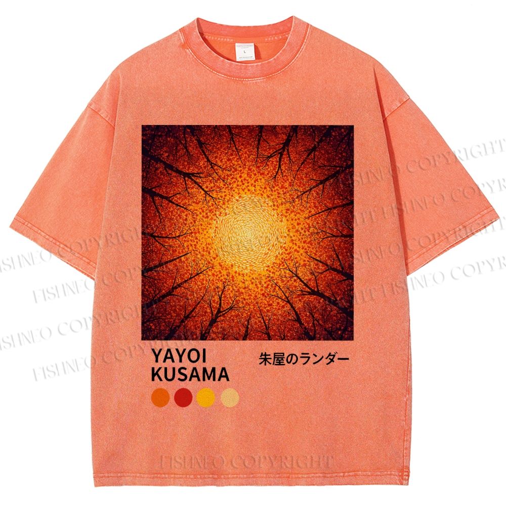 Unisex Yayoi Kusama Autumn Forest Printed Washed Tee