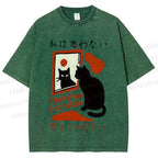 Unisex Therefore I Do Not Am Cat Printed Washed Tee