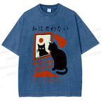 Unisex Therefore I Do Not Am Cat Printed Washed Tee