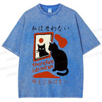 Unisex Therefore I Do Not Am Cat Printed Washed Tee