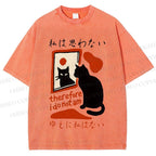 Unisex Therefore I Do Not Am Cat Printed Washed Tee