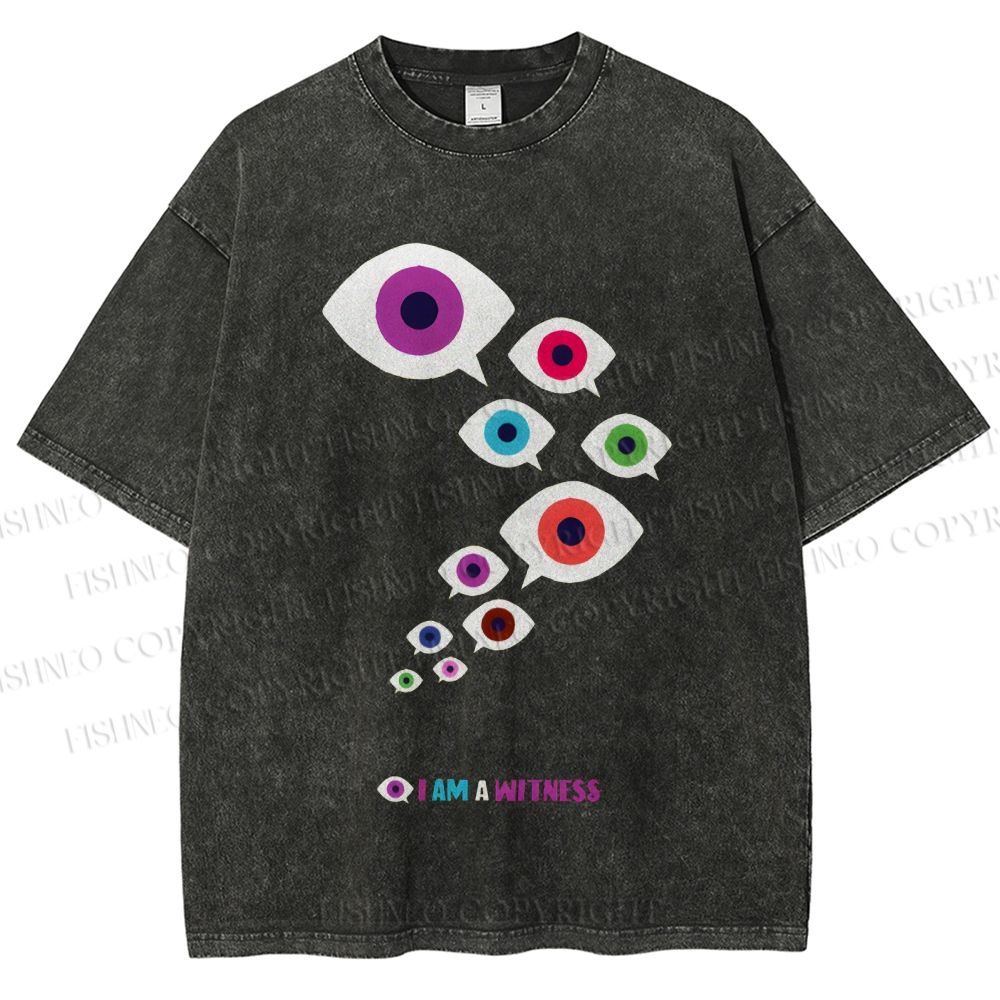 Unisex I Am Witness Eyes Printed Washed Tee