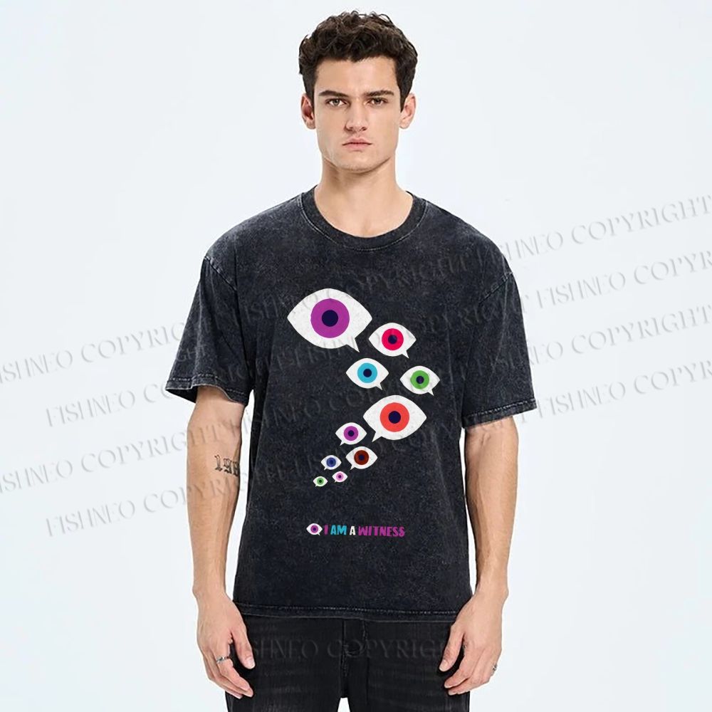Unisex I Am Witness Eyes Printed Washed Tee