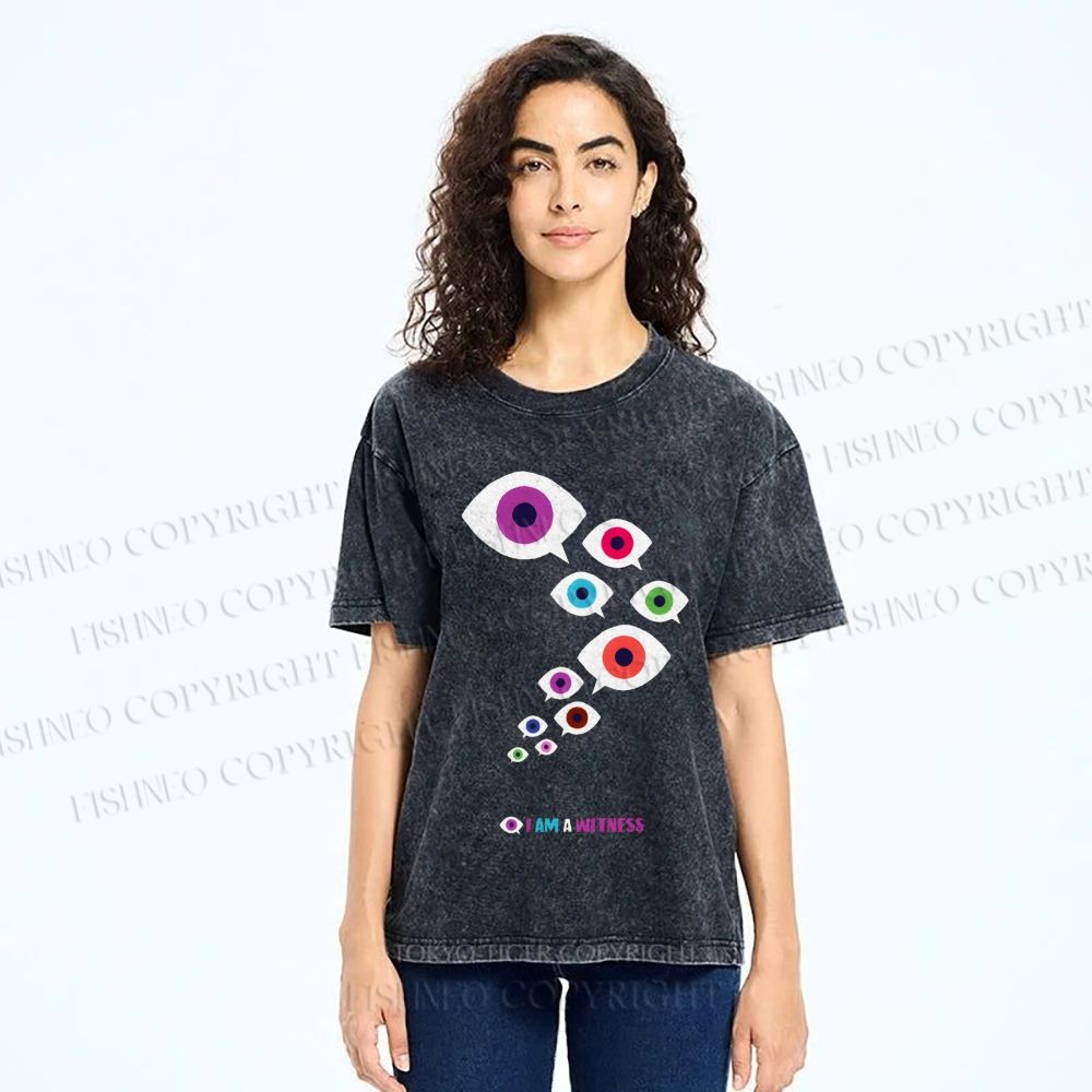 Unisex I Am Witness Eyes Printed Washed Tee