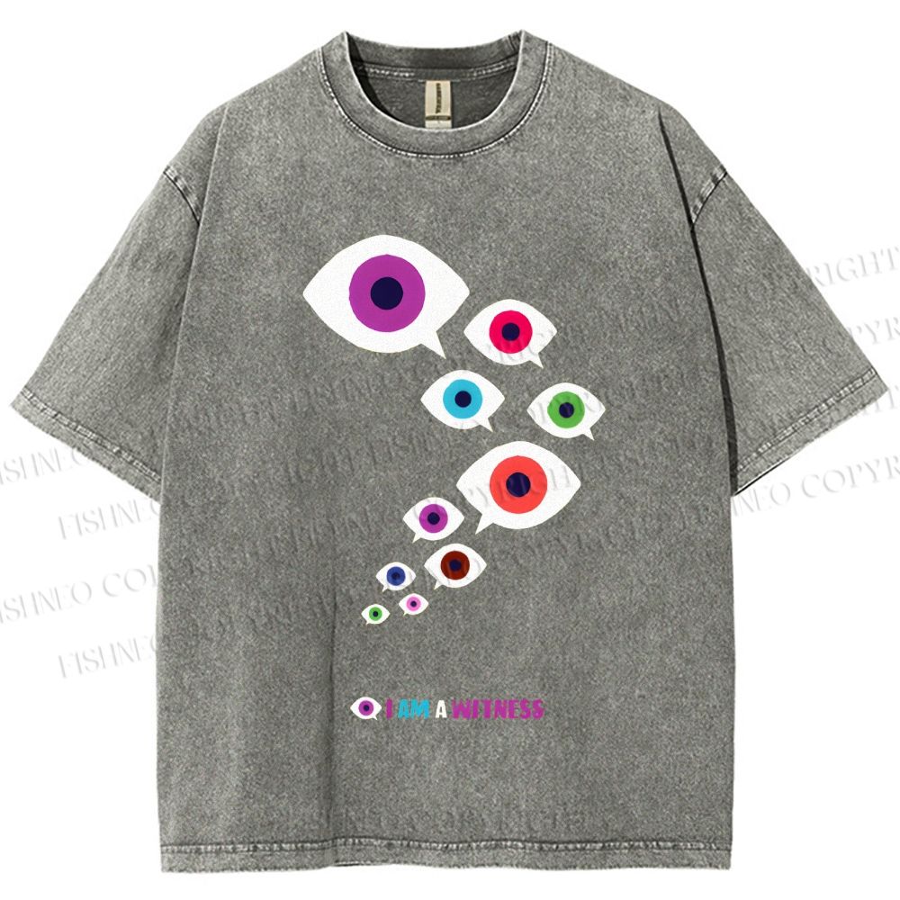 Unisex I Am Witness Eyes Printed Washed Tee