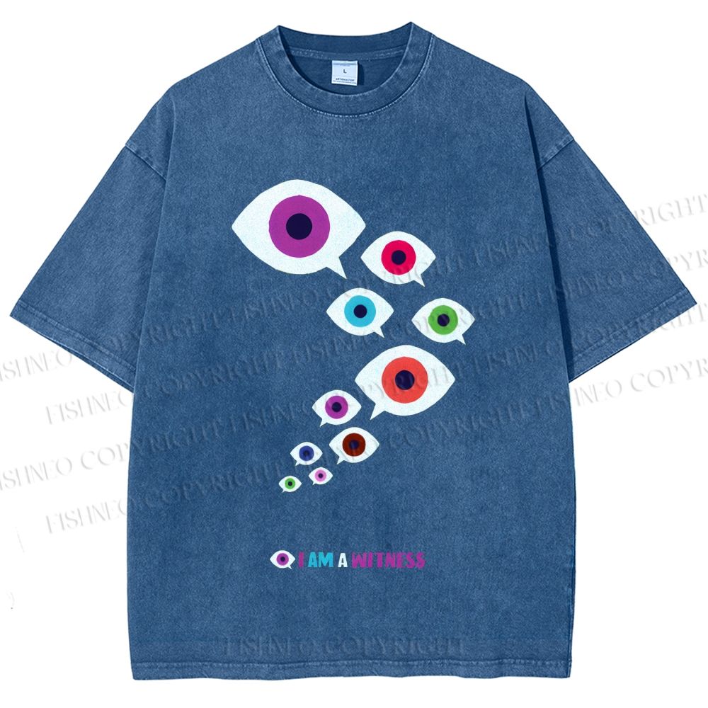 Unisex I Am Witness Eyes Printed Washed Tee