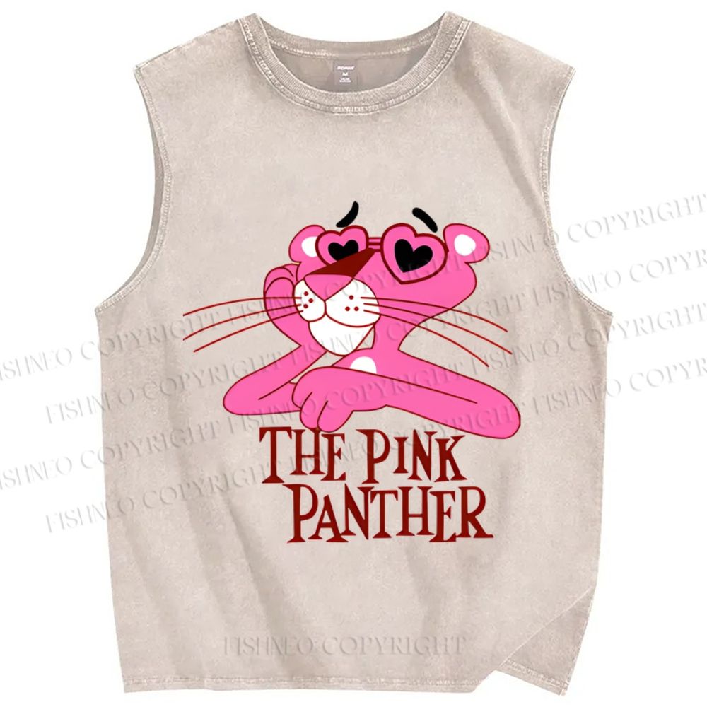 Unisex The Pink Panther Printed Washed Tank Top