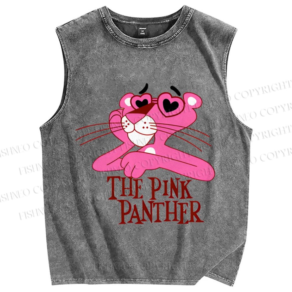 Unisex The Pink Panther Printed Washed Tank Top