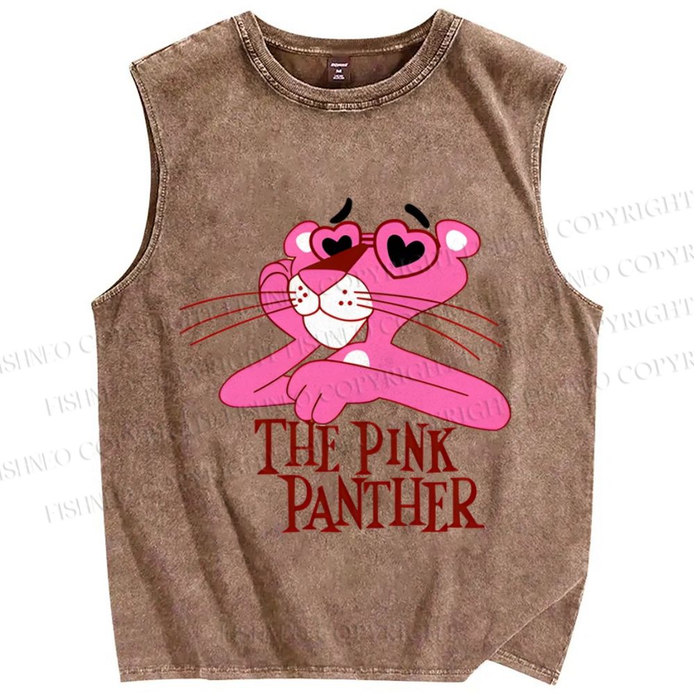 Unisex The Pink Panther Printed Washed Tank Top