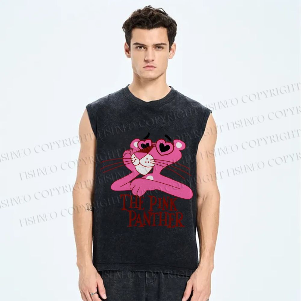 Unisex The Pink Panther Printed Washed Tank Top