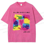 Unisex All You Need Is Love And Cats Printed Washed Tee