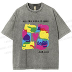 Unisex All You Need Is Love And Cats Printed Washed Tee