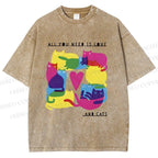 Unisex All You Need Is Love And Cats Printed Washed Tee