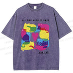 Unisex All You Need Is Love And Cats Printed Washed Tee