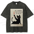 Unisex All Guests Must Be Approved By The Cat Printed Washed Tee
