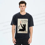 Unisex All Guests Must Be Approved By The Cat Printed Washed Tee