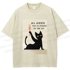 Unisex All Guests Must Be Approved By The Cat Printed Washed Tee