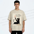Unisex All Guests Must Be Approved By The Cat Printed Washed Tee