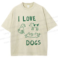 Unisex I Love Dogs Printed Washed Tee