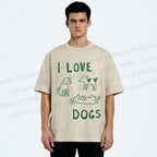 Unisex I Love Dogs Printed Washed Tee