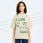 Unisex I Love Dogs Printed Washed Tee