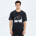 Unisex Cats Falling in Love Printed Washed Tee