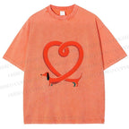 Unisex Dachshund Dog in Love Shape Printed Washed Tee