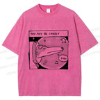 Unisex Astronaut Dog You May Be Lonely Printed Washed Tee