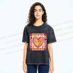 Unisex Cats Falling in Love Printed Washed Tee