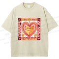Unisex Cats Falling in Love Printed Washed Tee