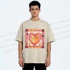 Unisex Cats Falling in Love Printed Washed Tee