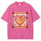 Unisex Cats Falling in Love Printed Washed Tee