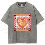 Unisex Cats Falling in Love Printed Washed Tee