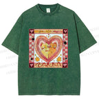 Unisex Cats Falling in Love Printed Washed Tee