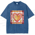 Unisex Cats Falling in Love Printed Washed Tee