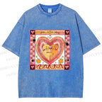 Unisex Cats Falling in Love Printed Washed Tee