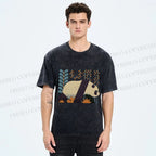 Unisex Panda Printed Washed Tee
