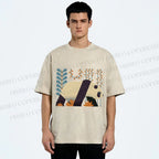Unisex Panda Printed Washed Tee