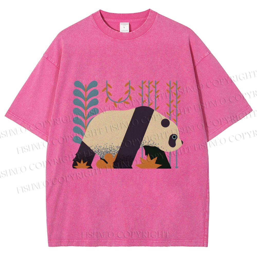 Unisex Panda Printed Washed Tee
