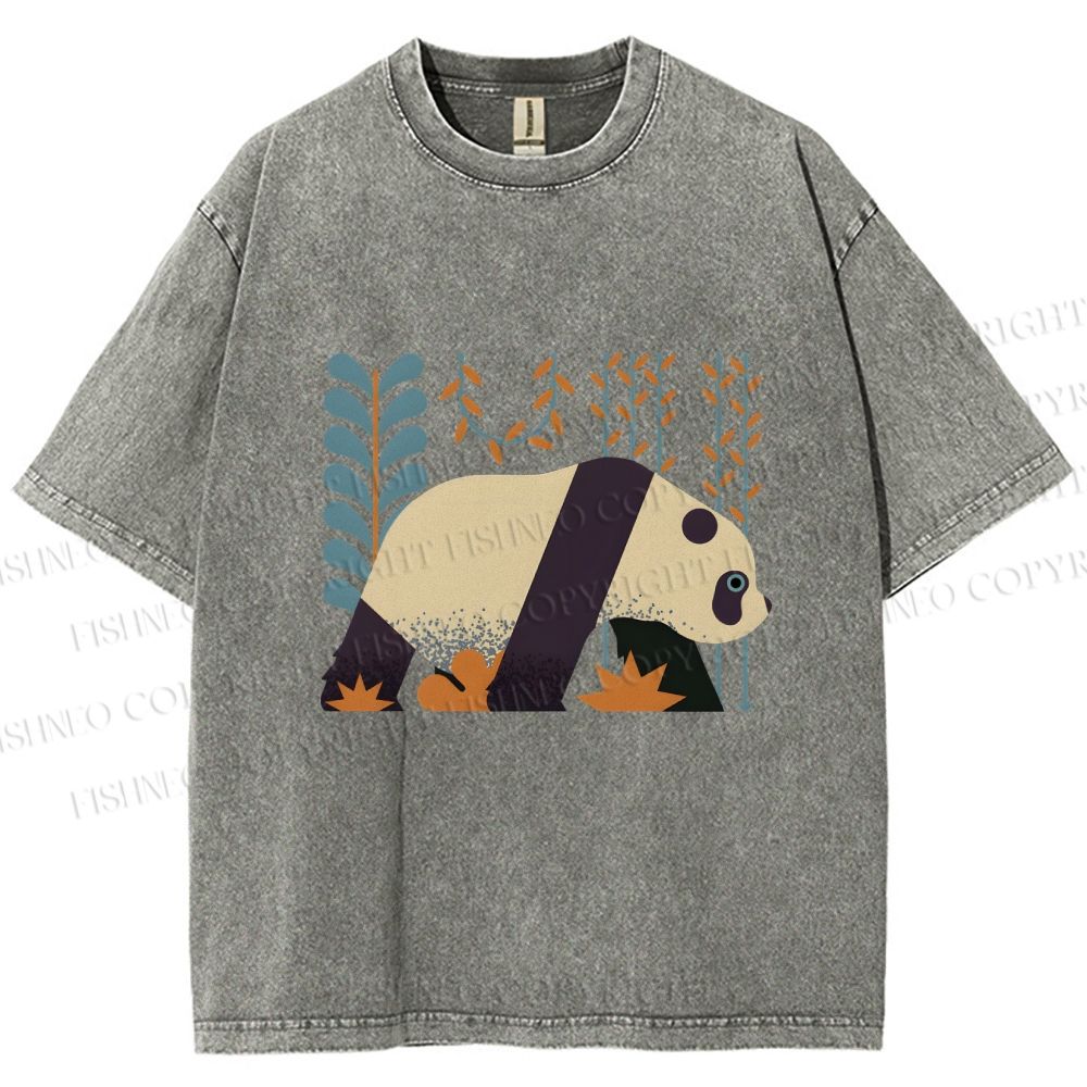 Unisex Panda Printed Washed Tee