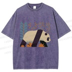 Unisex Panda Printed Washed Tee