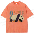 Unisex Panda Printed Washed Tee
