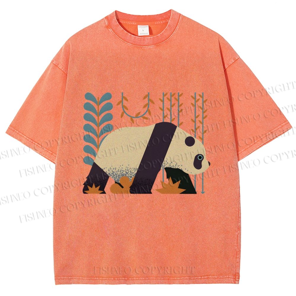 Unisex Panda Printed Washed Tee