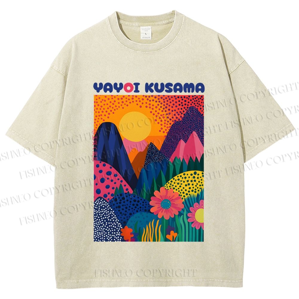 Unisex Yayoi Kusama Mountain Printed Washed Tee